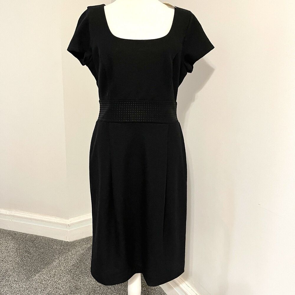 Banana Republic Little Black Wool Dress Sz 10 Embroidered Waist Lined NEW W Tags - Picture 1 of 14